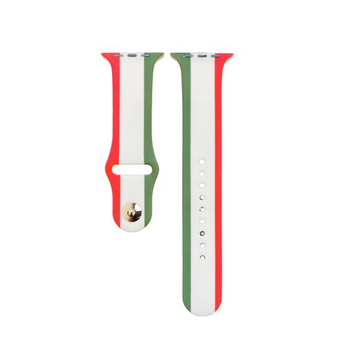 Apple Watch Ria-Ria szilikon óraszíj /piros-fehér-zöld/ 40/41 és 42mm