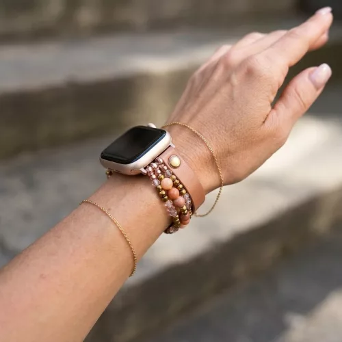 Apple Watch gyöngyös bőróraszíj-barna /44/45/46 és 49 mm