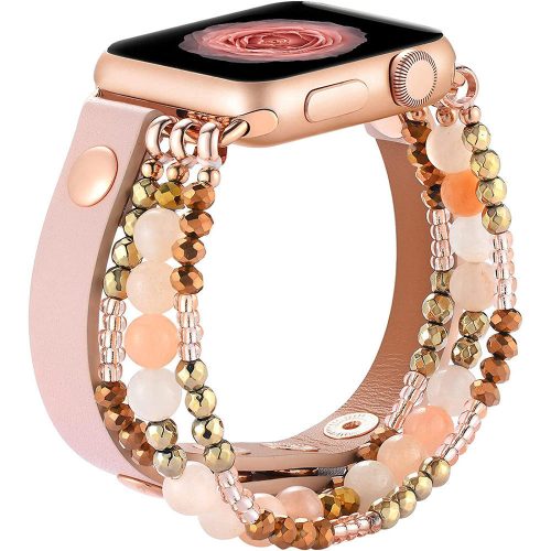 Apple Watch gyöngyös bőróraszíj- rózsaszín /40/41 és 42 mm