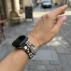 Apple Watch gyöngyös bőróraszíj-fekete-virágmintás /40/41 és 42 mm