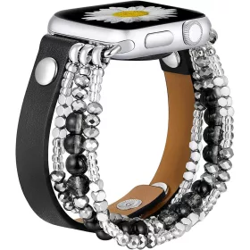   Apple Watch gyöngyös bőróraszíj- fekete /44/45/46 és 49 mm