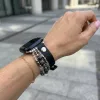 Apple Watch gyöngyös bőróraszíj- fekete /44/45/46 és 49 mm