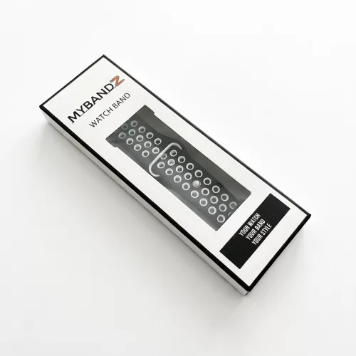MYBANDZ Lélegző szilikon óraszíj / fekete-fehér / 20mm