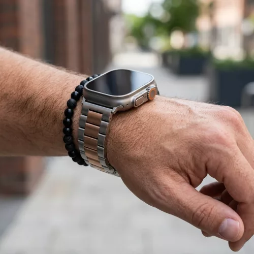 Apple Watch klasszikus fém óraszíj /ezüst - rosegold/ 40/41 és 42mm