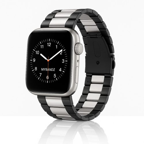 Apple Watch klasszikus fém óraszíj /fekete-ezüst/ 44/45/46/49 mm