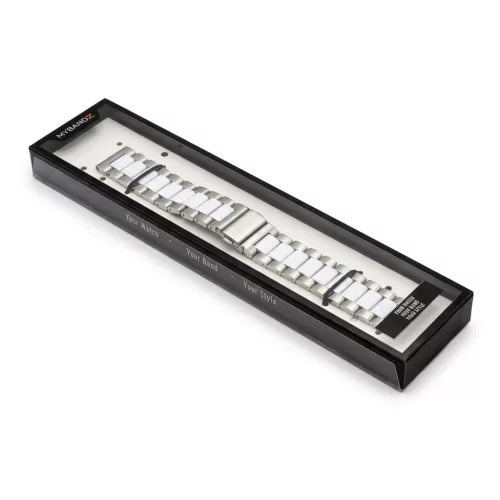 MYBANDZ Klasszikus fém óraszíj / ezüst-fehér / 20mm