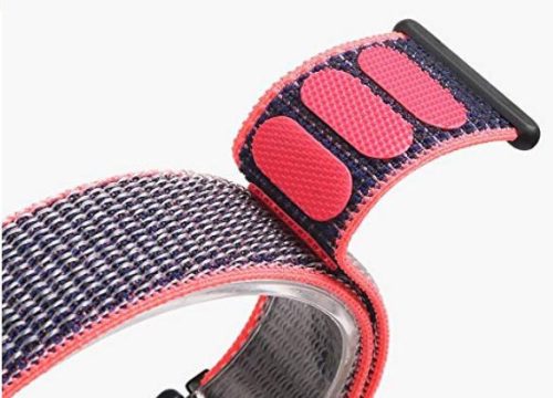 MYBANDZ Tépőzáras rugalmas szövet óraszíj - szürke-korall/ 20mm