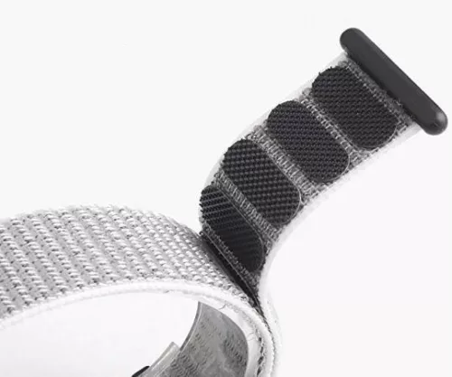 MYBANDZ Tépőzáras rugalmas szövet óraszíj / fehér-szürke / 22mm