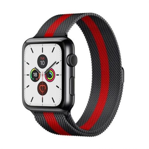 Apple Watch milánói fém óraszíj /fekete-piros/ 44/45/46/49 mm