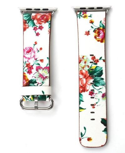 Apple Watch virágos műbőróraszíj 44/45/46/49 mm