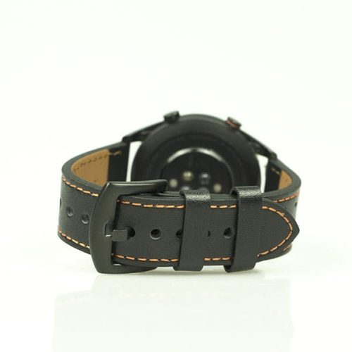 MYBANDZ Rally bőróraszíj / fekete-narancs - fekete csat / 22mm