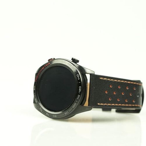 MYBANDZ Rally bőróraszíj / fekete-narancs - fekete csat / 22mm