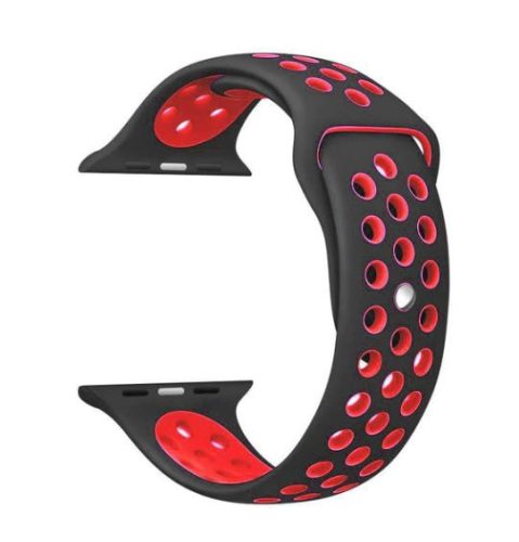 Apple Watch lélegző szilikon óraszíj /fekete-piros/ 44/45/46/49 mm