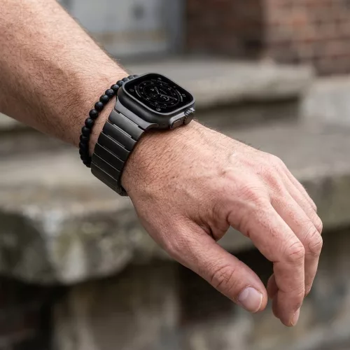 Apple Watch nagy láncszemes fém óraszíj /fekete/ 44/45/46/49 mm