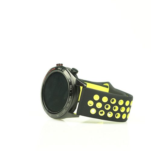 MYBANDZ Lélegző szilikon óraszíj / fekete-sárga / 22mm