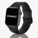 Apple Watch karbonszálas bőróraszíj - fekete - narancs varrás 44/45/46/49 mm