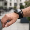 Apple Watch karbonszálas bőróraszíj - fekete - fekete varrás 40/41 és 42mm