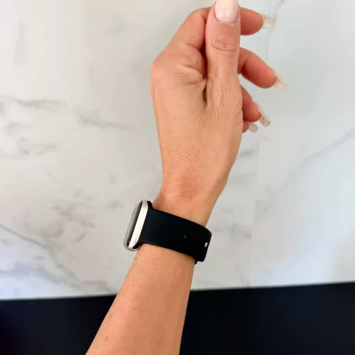 Apple Watch szilikon óraszíj gömb csattal M-L /fekete/ 44/45/46/49 mm 
