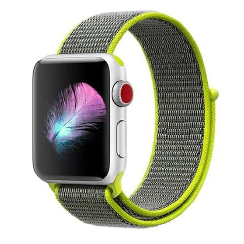 Apple Watch rugalmas szövet óraszíj /szürke-neonzöld/ 44/45/46/49 mm