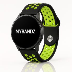 MYBANDZ Lélegző szilikon óraszíj / fekete-zöld / 20mm
