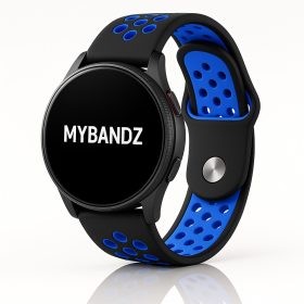 MYBANDZ Lélegző szilikon óraszíj - fekete-kék/ 20mm
