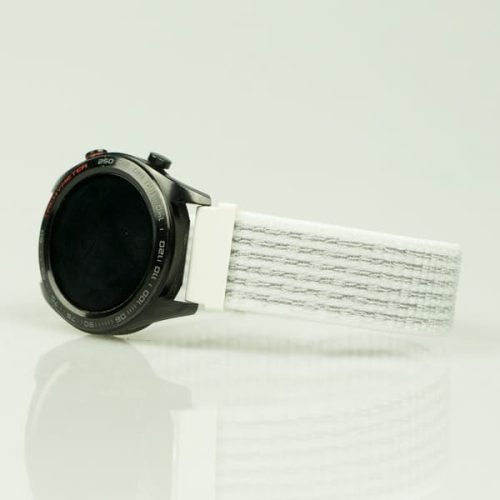 MYBANDZ Tépőzáras rugalmas szövet óraszíj - fehér-világos szürke/ 20mm