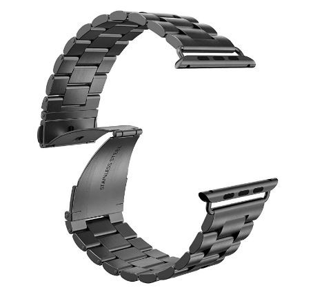 Apple Watch klasszikus fém óraszíj /fekete-pinkarany/ 44/45/46/49 mm