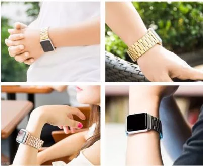 Apple Watch klasszikus fém óraszíj /ezüst-pinkarany/ 40/41 és 42mm