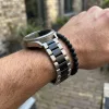 MYBANDZ Klasszikus fém óraszíj /ezüst-fekete/ / 22mm