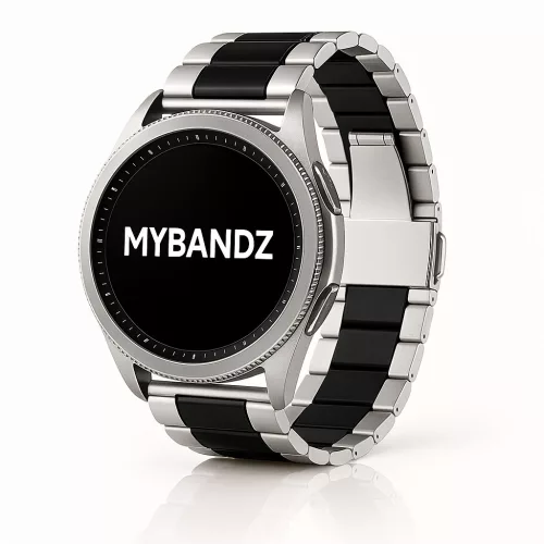 MYBANDZ Klasszikus fém óraszíj /ezüst-fekete/ / 22mm