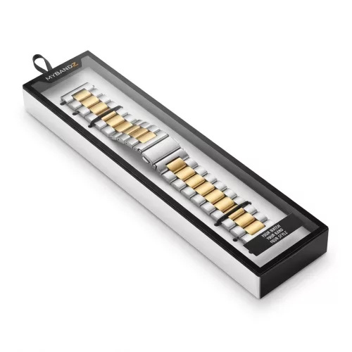 MYBANDZ Klasszikus fém óraszíj - ezüst-arany/ 22mm