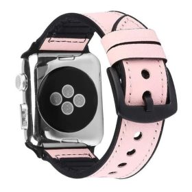   Apple Watch kívül bőr belül szilikon óraszíj /pink/ 40/41 és 42mm