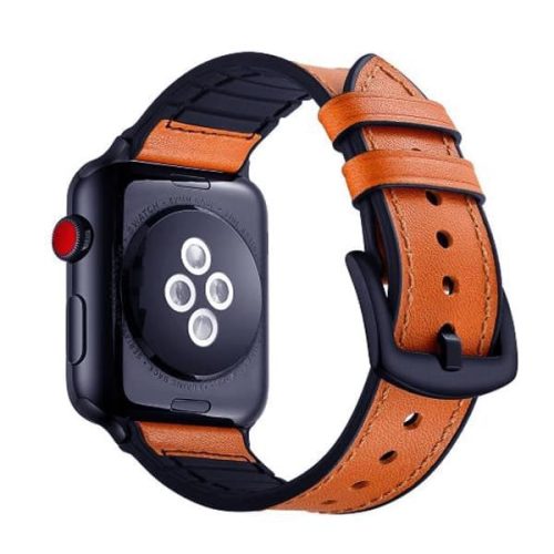 Apple Watch kívül bőr belül szilikon óraszíj /őzbarna/ 40/41 és 42mm