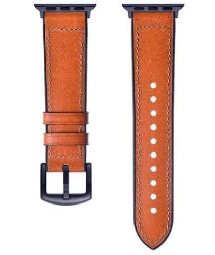 Apple Watch kívül bőr belül szilikon óraszíj /őzbarna/ 40/41 és 42mm