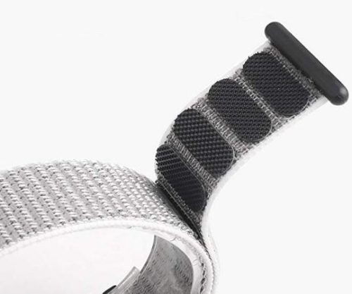 MYBANDZ Tépőzáras rugalmas szövet óraszíj / fehér-szürke / 20mm