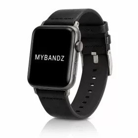   Apple Watch UrbanLeather bőróraszíj / fekete - ezüst csattal / 44/45/46/49 mm