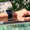 Apple Watch UrbanLeather bőróraszíj / fekete - ezüst csattal / 44/45/46/49 mm