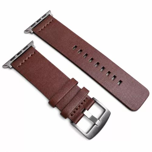 Apple Watch UrbanLeather bőróraszíj / sötétbarna - ezüst csattal / 44/45/46/49 mm