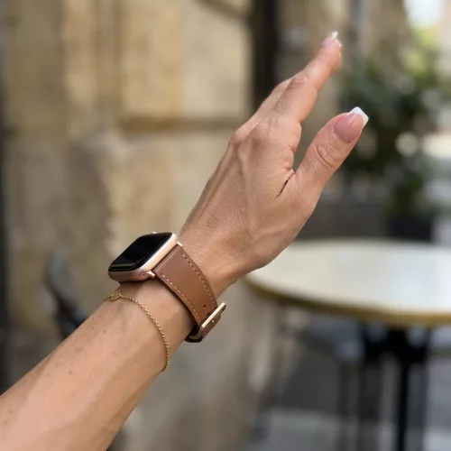 Apple Watch bőróraszíj /barna/ 44/45/46/49 mm