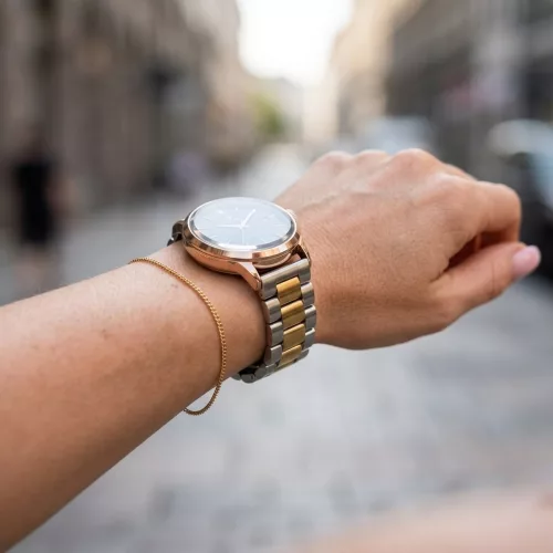 MYBANDZ Klasszikus fém óraszíj - ezüst-arany/ 18mm