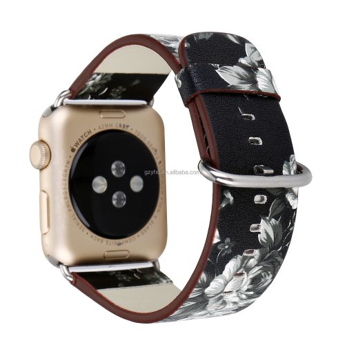 Apple Watch virágmintás óraszíj /black rose/ 44/45/46 és 49 mm