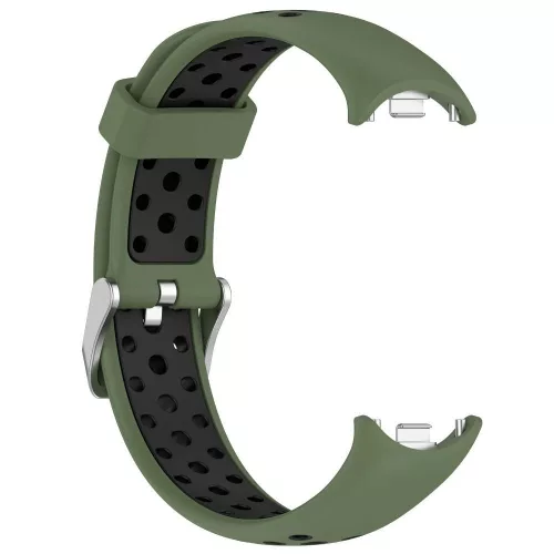Mybandz-Mi Band 8-Lélegző szilikon óraszíj/khaki-fekete