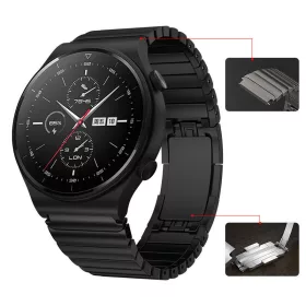   MYBANDZ Nagy láncszemes rés nélküli fém óraszíj / fekete / 22mm