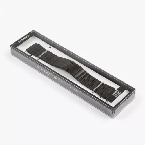MYBANDZ Nagy láncszemes rés nélküli fém óraszíj / fekete / 22mm