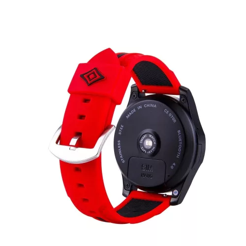 MYBANDZ Szilikon óraszíj /piros-fekete csíkokkal / 22mm