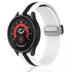 Mybandz csíkos mágneszáras óraszíj-fehér-fekete 20mm