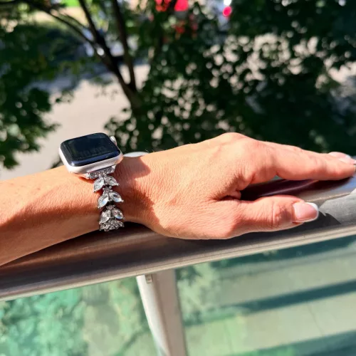Apple Watch Crystal Bloom láncszemes fém óraszíj /fekete/ 40/41/42mm