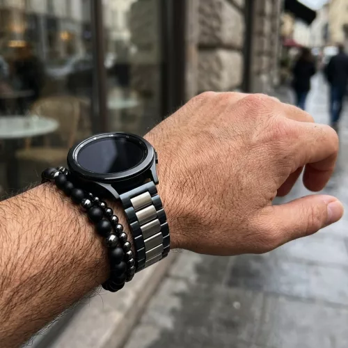 MYBANDZ Klasszikus fém óraszíj /fekete-ezüst/ 22mm