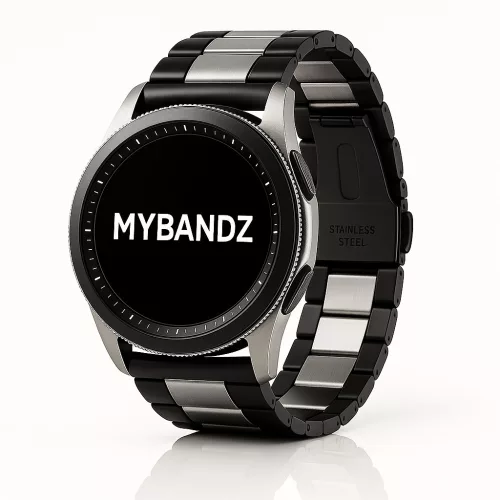 MYBANDZ Klasszikus fém óraszíj /fekete-ezüst/ 22mm