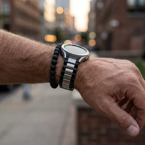 MYBANDZ Klasszikus fém óraszíj /fekete-ezüst/ 20mm
